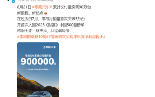 零跑解锁里程碑式成就：累计交付量破90万台 !