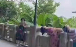 大妈健身拉断石栏杆 官方:用力不当，不拉扯是不会掉的 ！