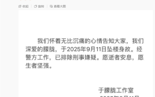 微博CEO转发：工作室证实于朦胧坠亡 !