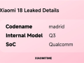 代号马德里！小米18已在研发中：全球首发骁龙8 Elite Gen6 !