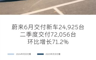 蔚来公司6月交付新车24925台：二季度环比增71.2% ！