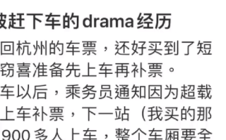 12306回应补票被赶下车：如果列车超员严重是有可能不办理延长的 ！