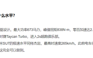 小米汽车零百加速2.78秒 极速265km/h！做到了加速、极速兼得 ！