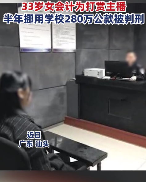 女会计挪用280万打赏主播被判刑 ！法院：构成财务侵占罪 ！-第1张图片