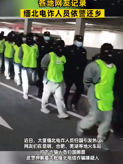 电诈人员连成一串“依警还乡”！​网友：法网恢恢，疏而不漏 ！-第1张图片